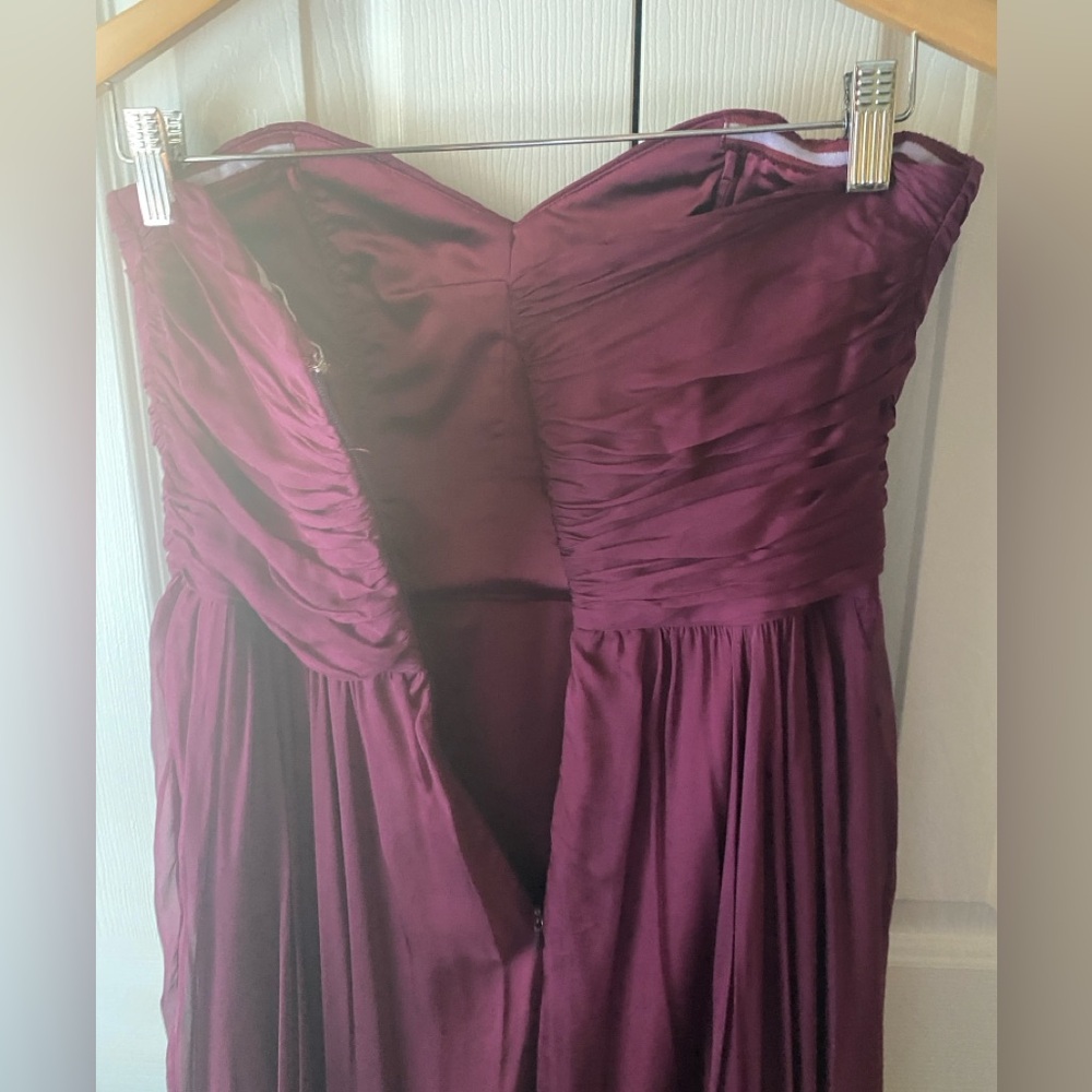 BADGLEY MISCHKA Cranberry 100% Silk A-Line Strapless Sweetheart Neckline Gown 6 - Picture 6 of 15